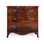 A GEORGE III MAHOGANY SERPENTINE FRONTED CHEST OF DRAWERS, CIRCA 1760