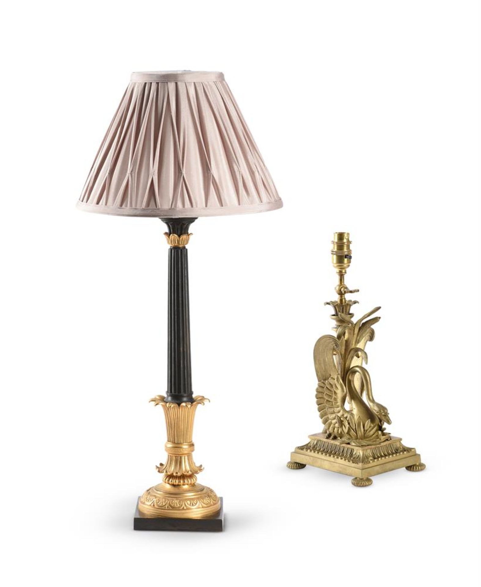 A BRONZE AND GILT BRONZE TABLE LAMP, PROBABLY FRENCH, MID 19TH CENTURY - Bild 2 aus 6
