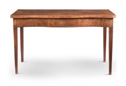 A GEORGE III MAHOGANY AND BOXWOOD STRUNG SERPENTINE FRONTED SERVING OR HALL TABLE, CIRCA 1790