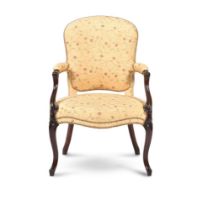 A GEORGE III MAHOGANY OPEN ARMCHAIR, IN THE MANNER OF GEORGE HEPPLEWHITE, CIRCA 1780