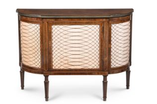 Y A GEORGE III ROSEWOOD AND SATINWOOD INLAID SIDE CABINET, IN THE MANNER OF INCE & MAYHEW, CIRCA 180