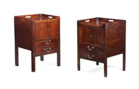 A MATCHED PAIR OF GEORGE III MAHOGANY BEDSIDE CUPBOARDS, CIRCA 1780
