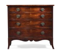 A GEORGE III MAHOGANY SERPENTINE FRONTED CHEST OF DRAWERS, CIRCA 1770
