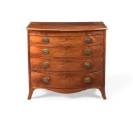 A GEORGE III MAHOGANY BOWFRONT CHEST OF DRAWERS, CIRCA 1800