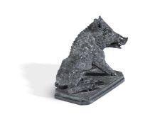 AFTER THE ANTIQUE, AN ITALIAN CARVED GREEN SERPENTINE FIGURE OF THE WILD BOAR (IL PORCELLINO)