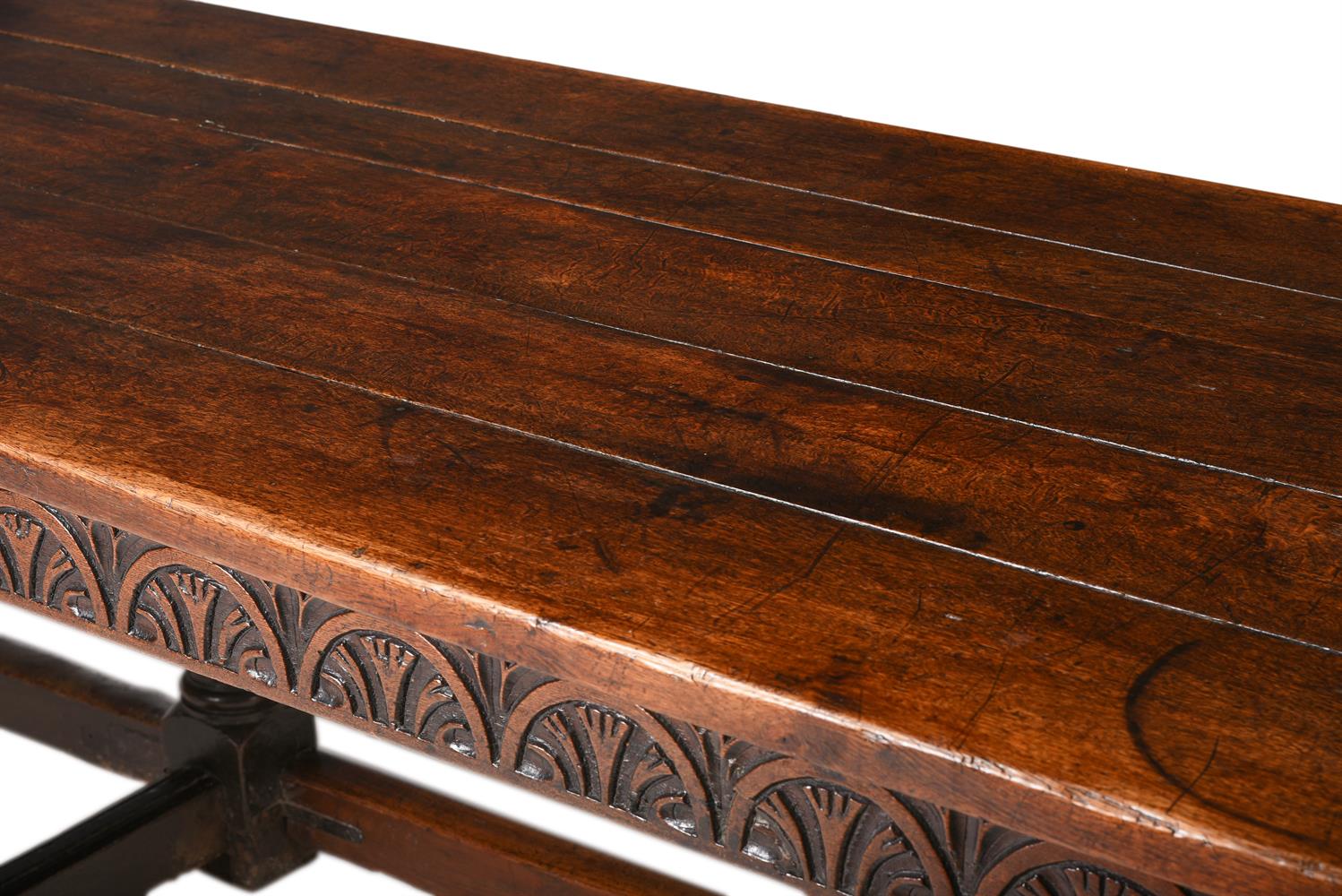 A LARGE CHARLES II OAK REFECTORY TABLE, 17TH CENTURY AND LATER - Image 3 of 3