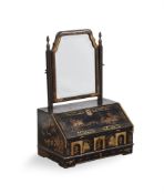 A CHINESE EXPORT BLACK LACQUER AND GILT DECORATED DRESSING MIRROR, 19TH CENTURY