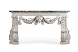 A CARVED PINE AND CREAM PAINTED CONSOLE TABLE, AFTER DESIGNS BY MATTHIAS LOCKE
