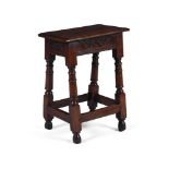 A COMMONWEALTH CARVED OAK JOINT STOOL, MID 17TH CENTURY