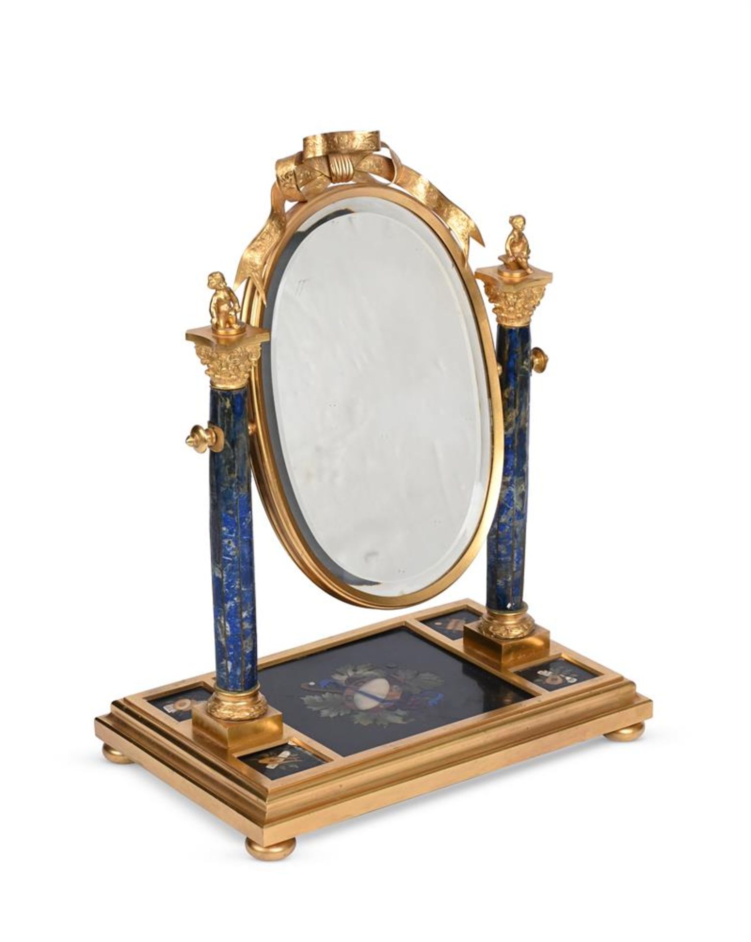 AN ITALIAN ORMOLU AND PIETRA DURA TABLE MIRROR, POSSIBLY FLORENCE, CIRCA 1860-1880 - Image 2 of 2