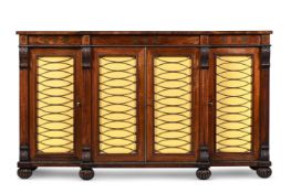 Y A REGENCY ROSEWOOD BREAKFRONT SIDE CABINET OR BOOKCASE, ATTRIBUTED TO GILLOWS, CIRCA 1815