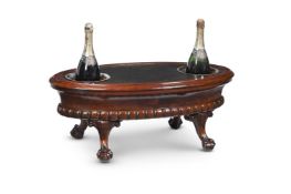 AN UNUSUAL VICTORIAN CARVED WALNUT WINE COOLER, BY WHYTOCK & CO., LAST QUARTER 19TH CENTURY