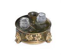 A REGENCY BRONZE AND ORMOLU INKWELL, EARLY 19TH CENTURY