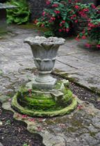 A STONE COMPOSITION 'LEAF' VASE, IN THE MANNER OF AUSTIN & SEELEY, 20TH CENTURY