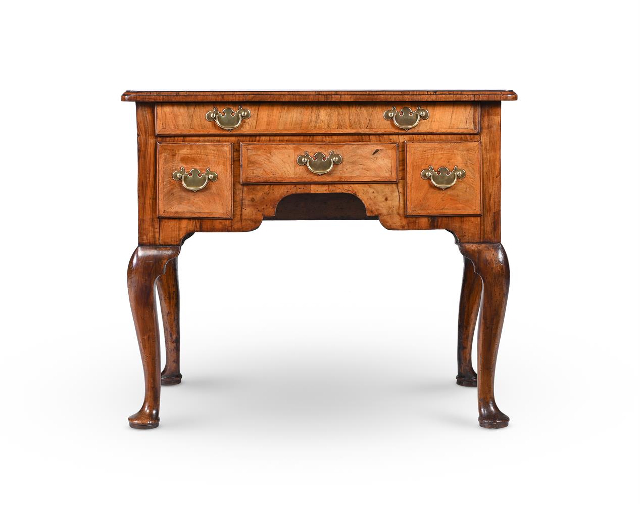 A GEORGE I WALNUT AND FEATHER BANDED SIDE TABLE, CIRCA 1720