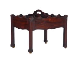 A GEORGE III MAHOGANY BOTTLE CARRIER OR DECANTER STAND, CIRCA 1780