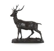 AFTER PIERRE-JULES MÊNE (1810-1879), AN ANIMALIER BRONZE OF A STAG, FRENCH, LATE 19TH CENTURY