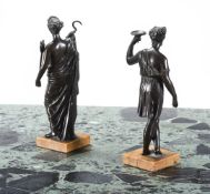 A PAIR OF BRONZE NEOCLASSICAL FEMALE FIGURES EMBLEMATIC OF THE HARVEST, MID 19TH CENTURY