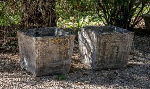 A PAIR OF COTSWOLD STONE PLANTERS, LATE 19TH OR EARLY 20TH CENTURY