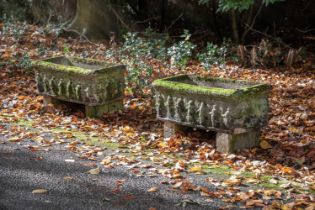 TWO STONE COMPOSITION PLANTERS, 20TH CENTURY