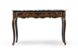A LOUIS XVI BLACK LACQUER AND CHINOISERIE DECORATED CONSOLE OR HALL TABLE, CIRCA 1785