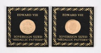 EDWARD VIII, FANTASY PROOF SOVEREIGN SIZED 'MEDALLIC PATTERN', DATED 1936, ISSUED 2001 (2)