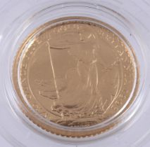 ELIZABETH II, BRITANNIA 1/10-OUNCE FINE GOLD PROOF TEN-POUNDS 1993