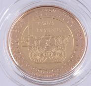 ELIZABETH II, GOLD PROOF TWO-POUNDS 2004, 200TH ANNIVERSARY OF THE STEAM LOCOMOTIVE