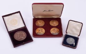 SIR WINSTON CHURCHILL, A SET OF FOUR SILVER-GILT MEDALS BY PINCHES, CIRCA 1965