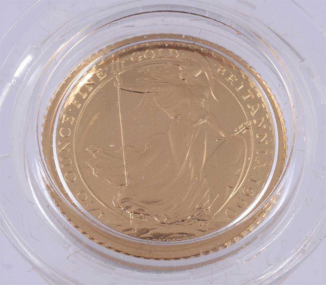 ELIZABETH II, BRITANNIA /10-OUNCE FINE GOLD PROOF TEN-POUNDS 1990