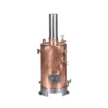 A WELL-ENGINEERED VERTICAL POLISHED COPPER LIVE STEAM BOILER