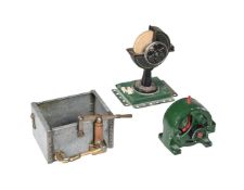 A SMALL GENERATOR, MODEL WATER TANK AND A BELT DRIVEN GRINDING WHEEL