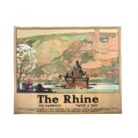 ORIGINAL RAIL TRAVEL POSTER, THE RHINE VIA HARWICH TWICE A DAY