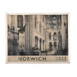 ORIGINAL POSTER ADVERTISING TRAVEL BY TRAIN TO NORWICH