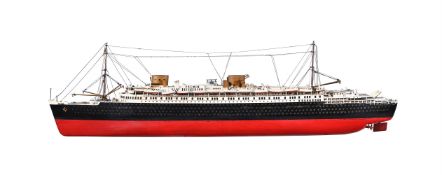 A WOODEN CONSTRUCTED TRAVEL DISPLAY MODEL OF THE SS BREMEN
