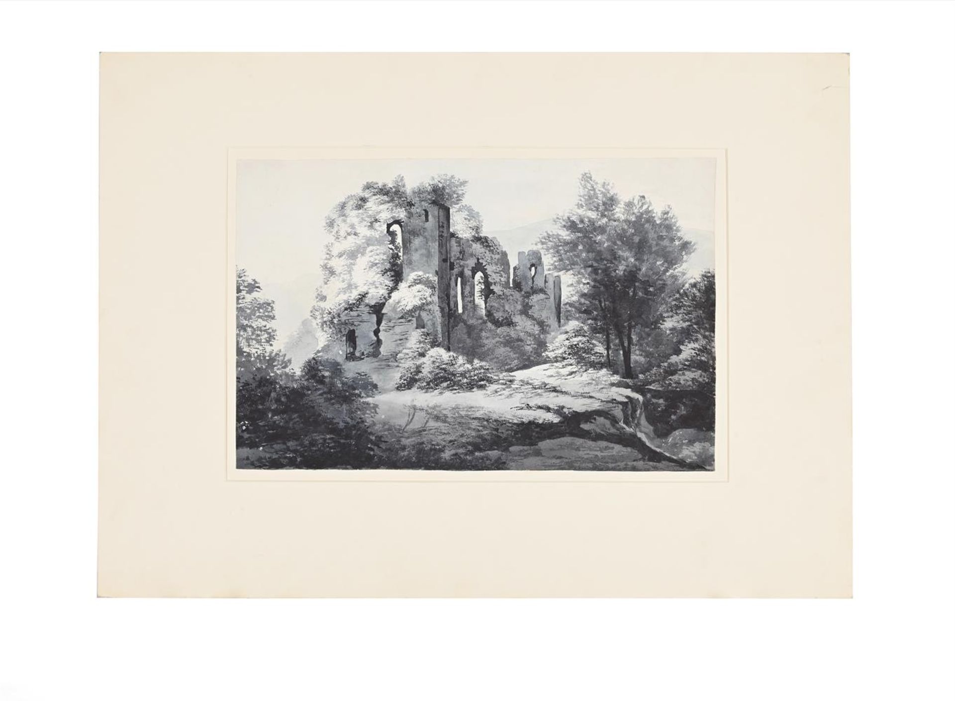CORNELIUS VARLEY (BRITISH 1781-1873), LANDSCAPE WITH A HILLSIDE TOWN, WITH ANOTHER - Bild 2 aus 2