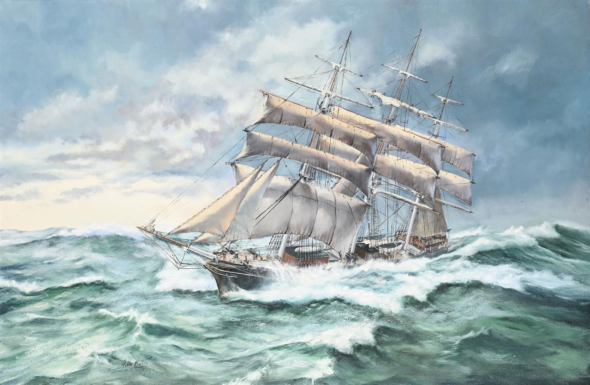 λ ROBIN BROOKS (BRITISH B. 1943), THE CUTTY SARK UNDER REEF SAIL - Image 2 of 3