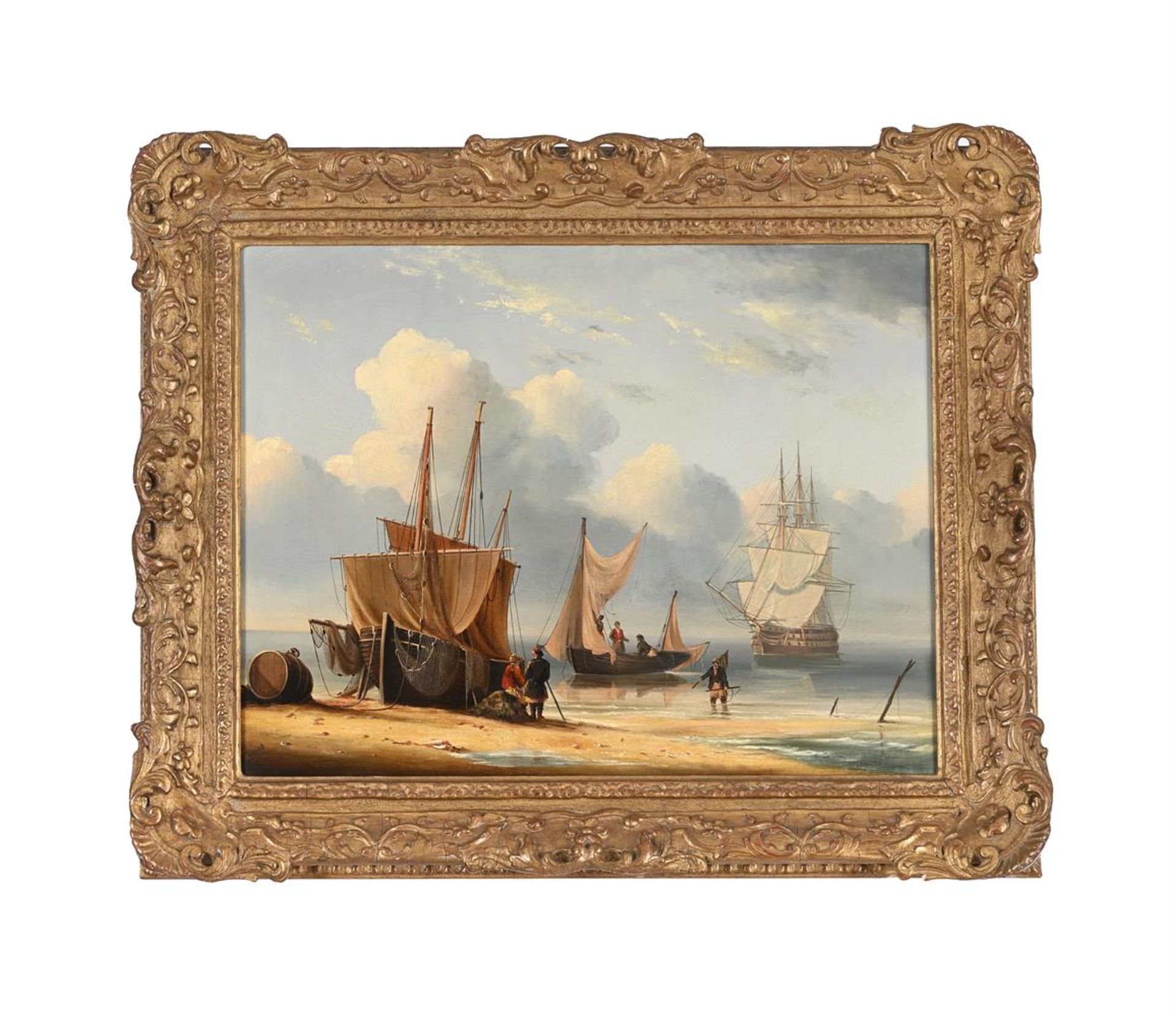 EDWARD JONES (BRITISH FL. 1833-1849), SHIPPING OFF THE COAST IN A CALM SEA, a pair (2) - Image 3 of 4