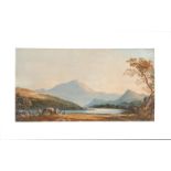 JOHN VARLEY (BRITISH 1778-1842), FIGURES RESTING BY A LAKE