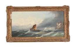 WILLIAM HARRY WILLIAMSON (BRITISH 1820-1883), BARGES WITH A SHIPWRECK; AND BARGES IN ROUGH WATERS