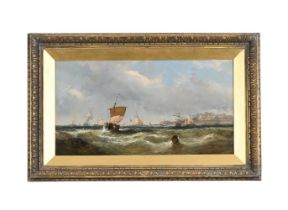 WILLIAM ADOLPHUS KNELL (BRITISH 1805-1875), LUG SAIL FISHING BOAT OFF LOWESTOFT