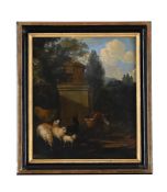 DUTCH SCHOOL (18TH CENTURY), SHEEP AND CATTLE BY A RUIN; A DONKEY, SHEEP, CATTLE AND A GOAT