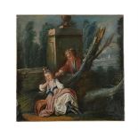 FRENCH PROVINCIAL SCHOOL (18TH CENTURY), A BOY TEASING A GIRL WITH A FEATHER