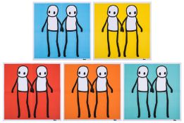 λ STIK (b.1979) Holding Hands (Red, Orange, Yellow, Blue & Teal)