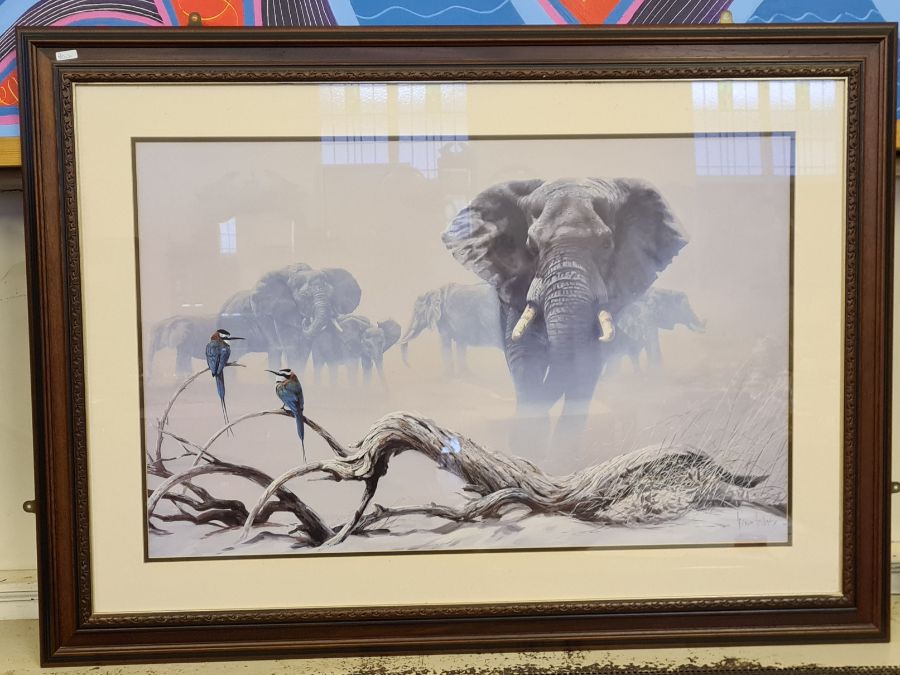 Large framed print, Elephants in the Mist