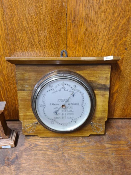 The Wilson Forcast barometer mounted on a walnut backing, British made, reg. no. 710284 and a - Image 4 of 4