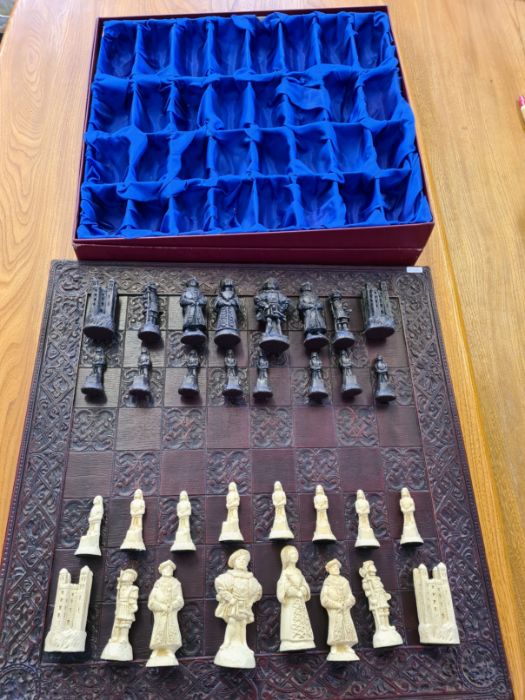 Resin MHC Tower of London chess board and pieces
