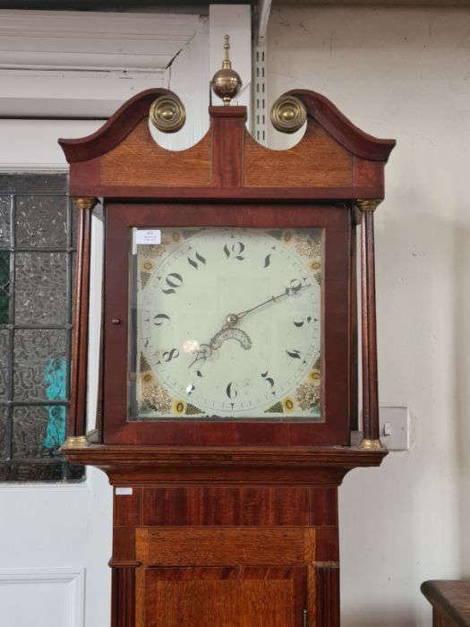 Oak cased 30 hour longcase clock with painted Arabic numeral dial and swan neck pediment. - Image 2 of 5