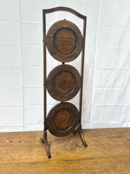 1930's oak 3 tier folding cake stand