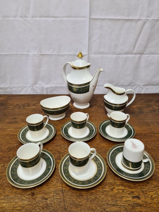 Royal Doulton Vanborough green gilt coffee set